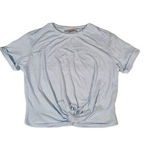 Allsaints Carme Devo Light Blue Twist Front T Shirt M Cuffed Sleeves